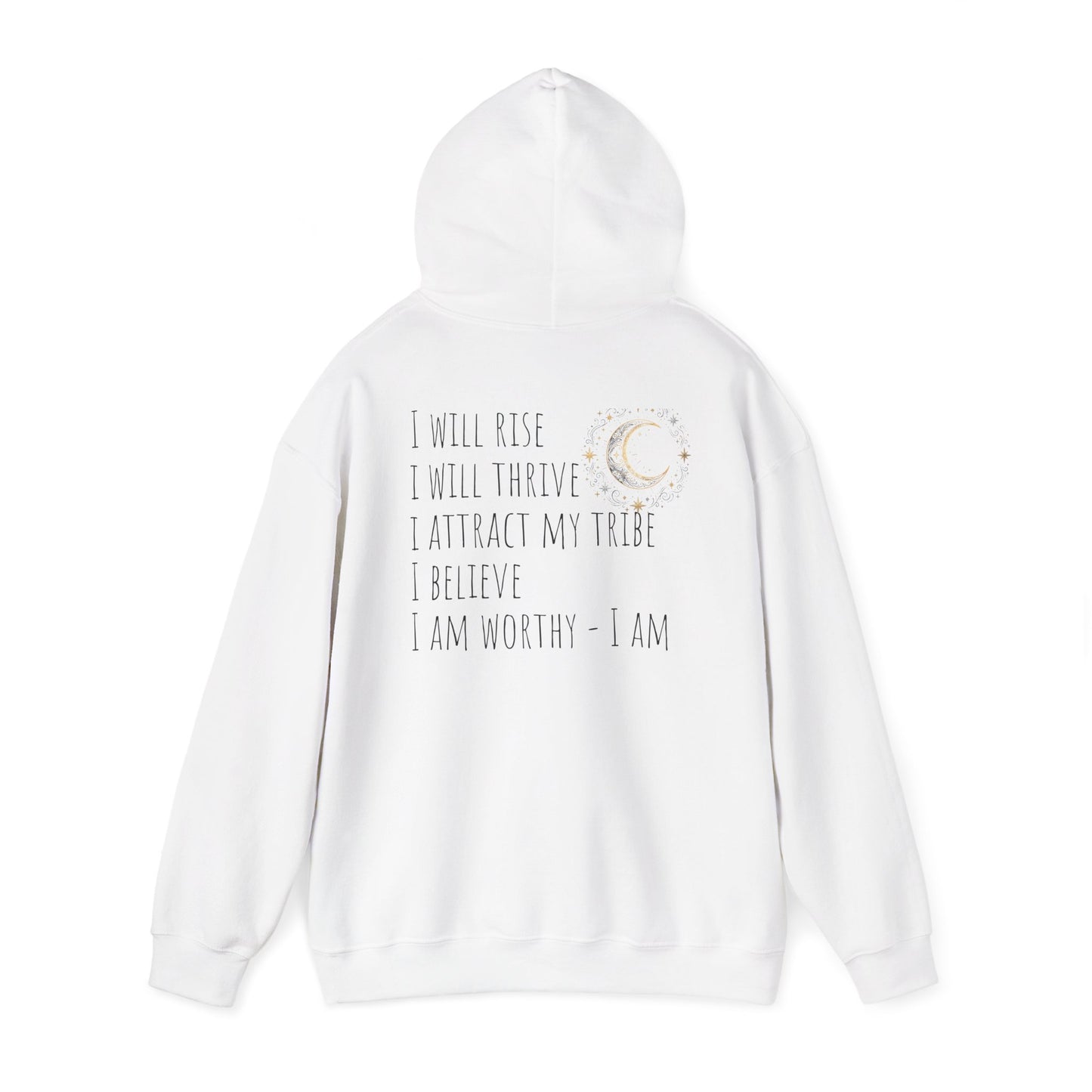 Inspirational 'Heart in Soul' Hoodie — Affirmation Moon Graphic
