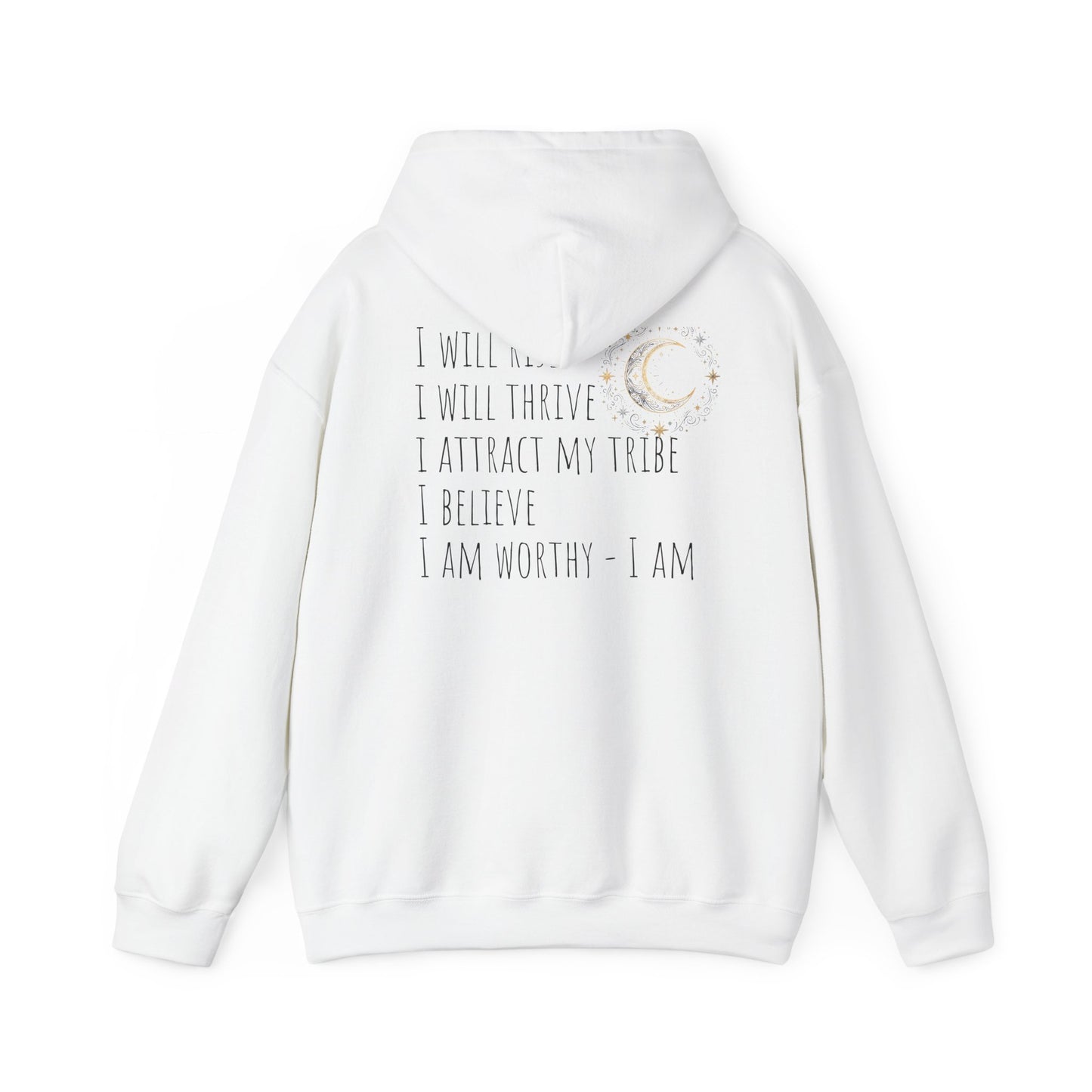 Inspirational 'Heart in Soul' Hoodie — Affirmation Moon Graphic