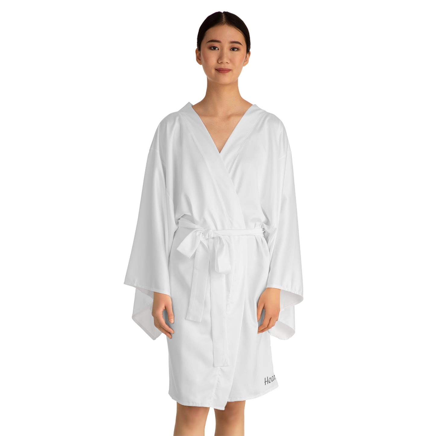LOVE Long Sleeve Kimono Robe — Lightweight Lounge Wrap with Bold Back Graphic