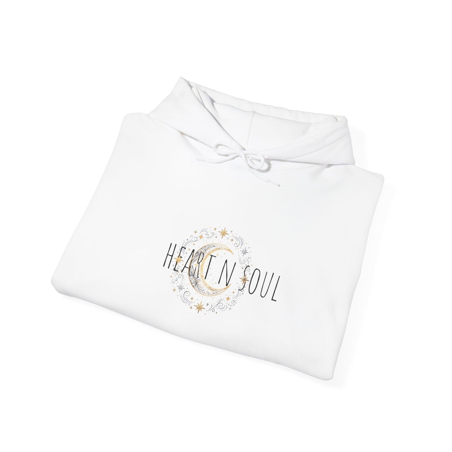Inspirational 'Heart in Soul' Hoodie — Affirmation Moon Graphic