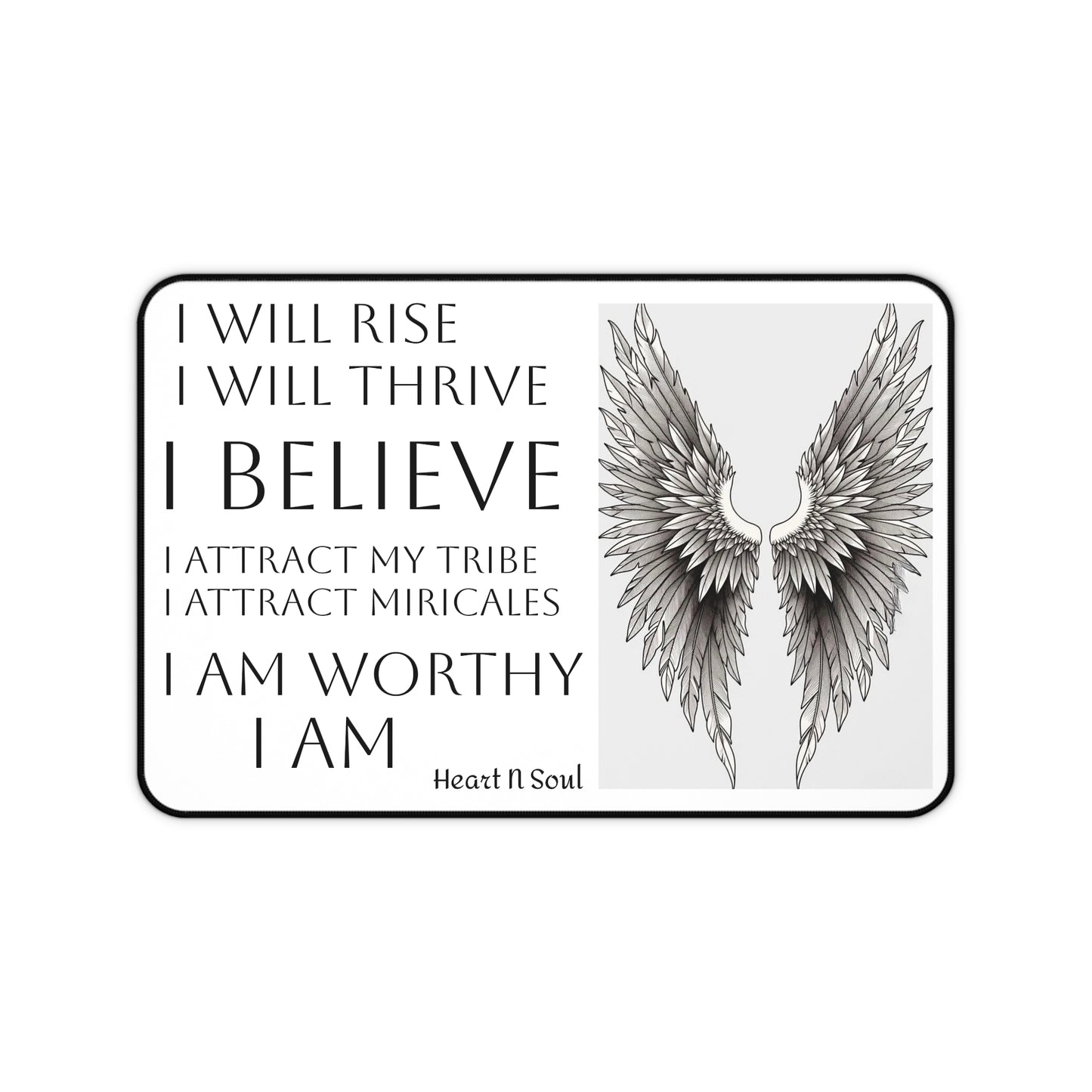 I Believe Angel Wings Desk Mat — Motivational Affirmation Mouse Pad for Inspiration & Self-Worth